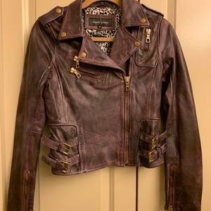 Black Rivet Purple Leather Jacket XS